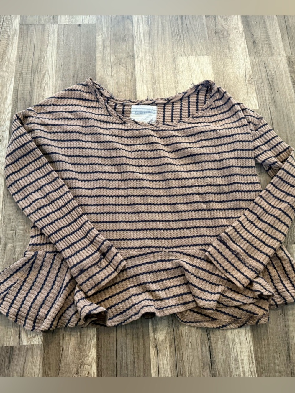 We the Free waffle knit striped peplum top